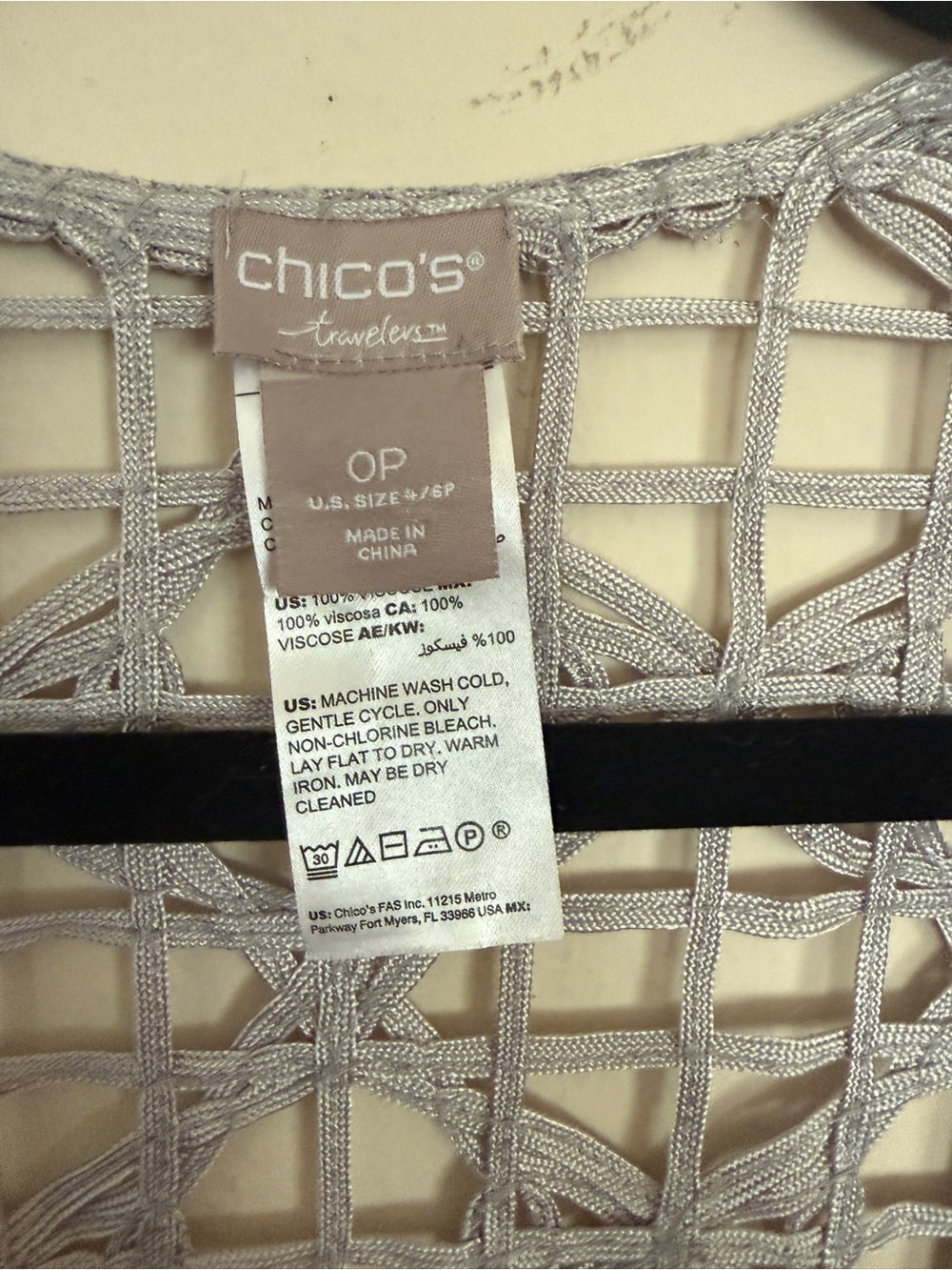 Chico's Open Weave Crochet Cover-Up Silver Gray - Picture 7 of 8